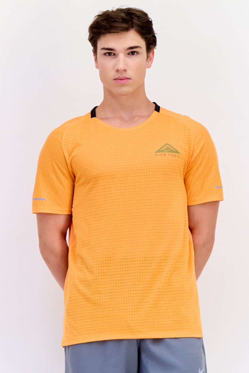 Nike Men Dri-Fit Short Sleeve Running T-shirt, Orange - Image 1