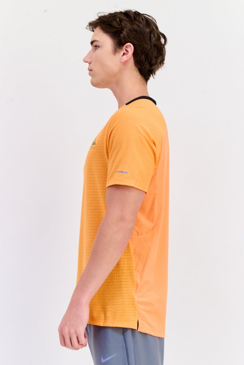 Nike Men Dri-Fit Short Sleeve Running T-shirt, Orange - Image 3