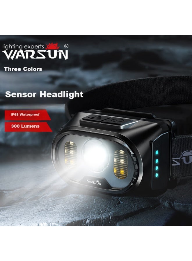 Warsun Warsun W21 Motion Sensor Headlamp, High Brightness Night Fishing Light, Head-mounted Work Light, Long Battery Life, Outdoor Mining Lamp, Fishing Light - Image 1
