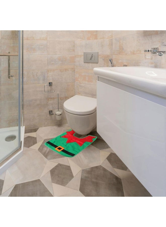 NAKXUS 3 Pcs Christmas Toilet Seat Cover and Rug Set Elf Bathroom Decoration Set Toilet Mat Toilet Seat Lid Cover for Christmas Home Bathroom Decor - Image 5