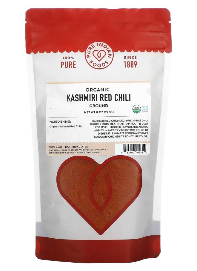 Pure Indian Foods Organic Kashmiri Red Chili Ground 8 oz (226 g) 