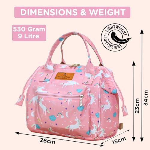 Motherly Nano Diaper Bag for Mothers for Travel – Combo Set with Accessories | Baby Bag for Mother Travel | Diaper Bag for Baby (Unicorn Pink) - Image 3