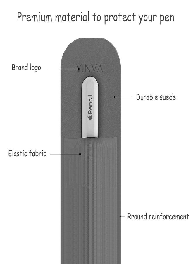 YINVA Pencil Case Compatible with Apple Pencil 2nd Generation and 2 1 Gen, Elastic Pencil Pouch Case Accessories Design for iPad and Stylus (Gray) - Image 3