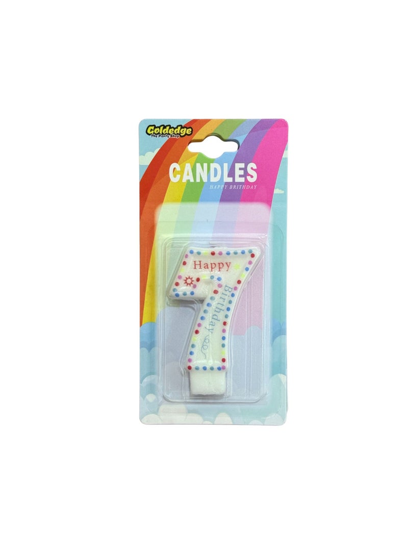 Goldedge Goldedge Number  7 Happy Birthday Numerical Cake Topper Decoration Party Wedding Anniversary Candle (WHITE)  - Image 4