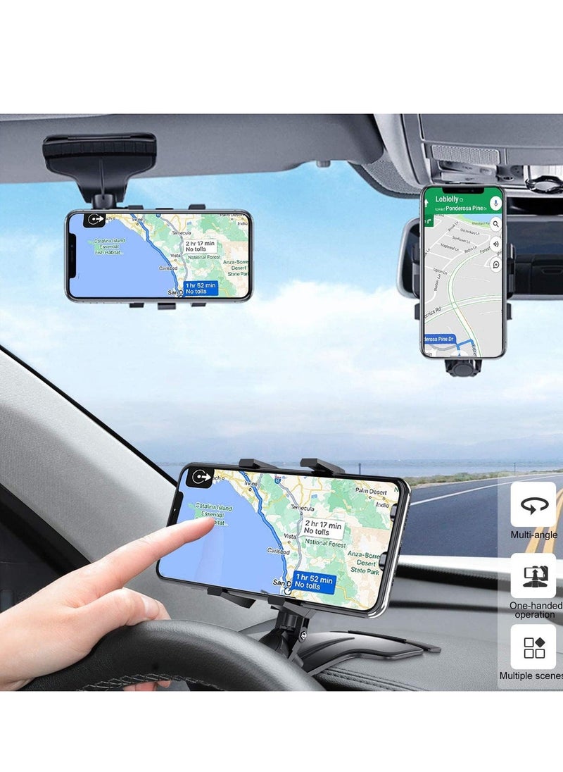 Versatile Car Phone Mount: Secure Your Smartphone On-the-Go with 360° Adjustable Clip for 3 to 7 Inch Devices, Can Installed in Sunshade, Rear View Mirror, Instrument Light Station