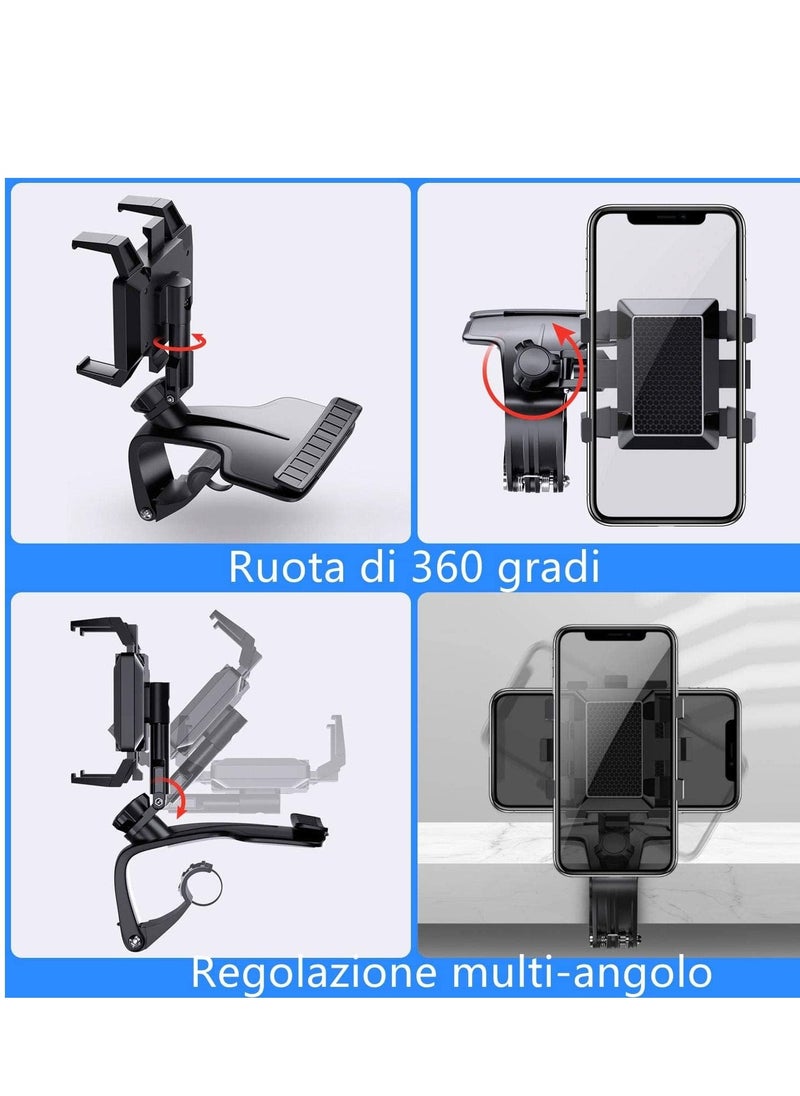 Versatile Car Phone Mount: Secure Your Smartphone On-the-Go with 360° Adjustable Clip for 3 to 7 Inch Devices, Can Installed in Sunshade, Rear View Mirror, Instrument Light Station