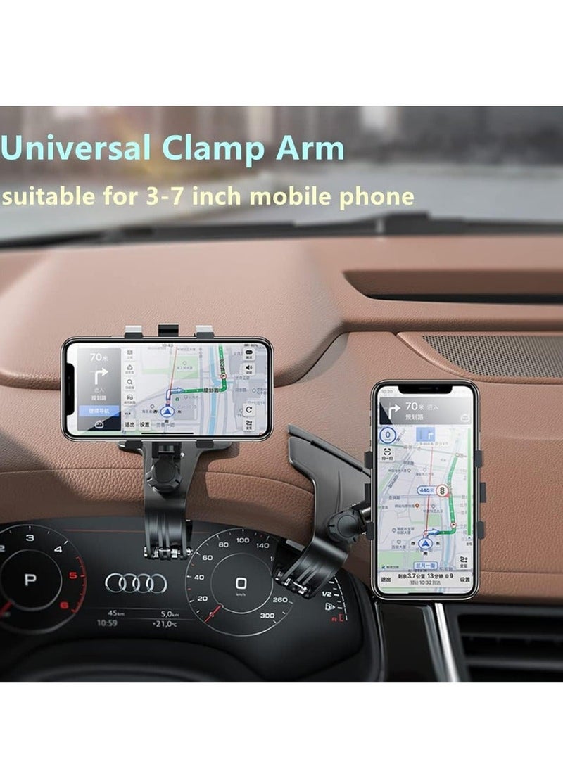 Versatile Car Phone Mount: Secure Your Smartphone On-the-Go with 360° Adjustable Clip for 3 to 7 Inch Devices, Can Installed in Sunshade, Rear View Mirror, Instrument Light Station