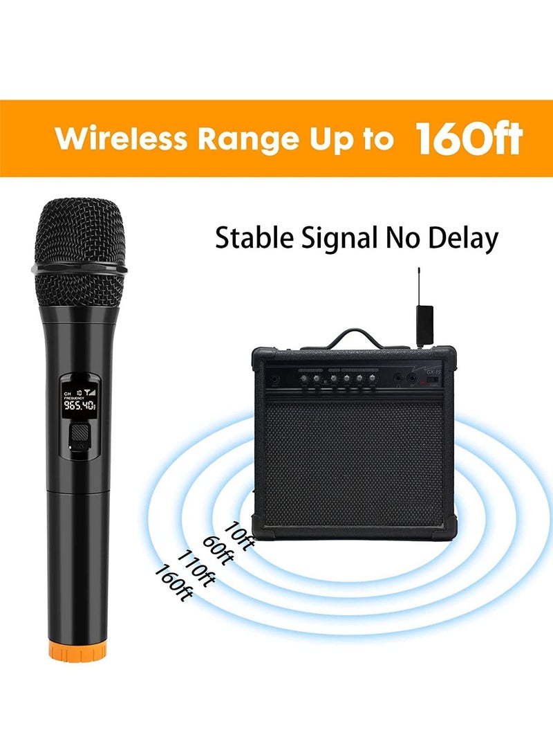 2 pack Wireless Unidirectional Microphone HAndheld Mic With Receiver 1/4 Output For Conference/Weddings/Church/Stage/Party/Karaoke, (Duel Cordless) (Black) - Image 4
