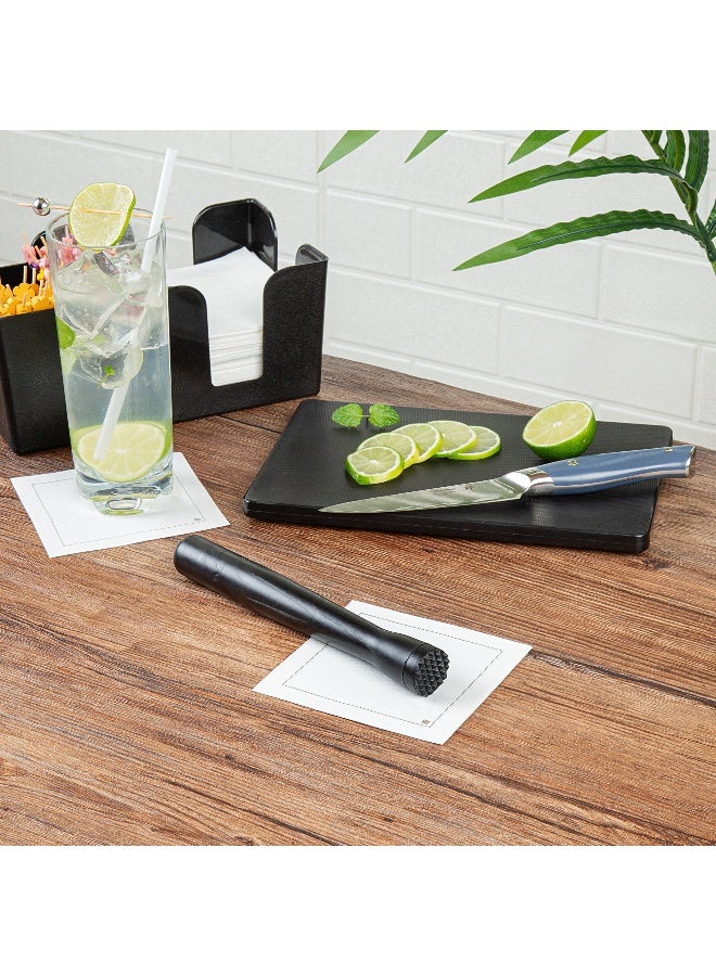 Restaurantware Bar Lux 8.3 x 1 x 1 Inch Cocktail Muddler, 1 Tenderizer Bartender Muddler - Netted Head, Durable, Black Plastic Muddler For Drinks, For Mashing Or Mixing, For Cocktails - Image 4