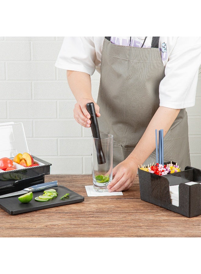 Restaurantware Bar Lux 8.3 x 1 x 1 Inch Cocktail Muddler, 1 Tenderizer Bartender Muddler - Netted Head, Durable, Black Plastic Muddler For Drinks, For Mashing Or Mixing, For Cocktails - Image 5