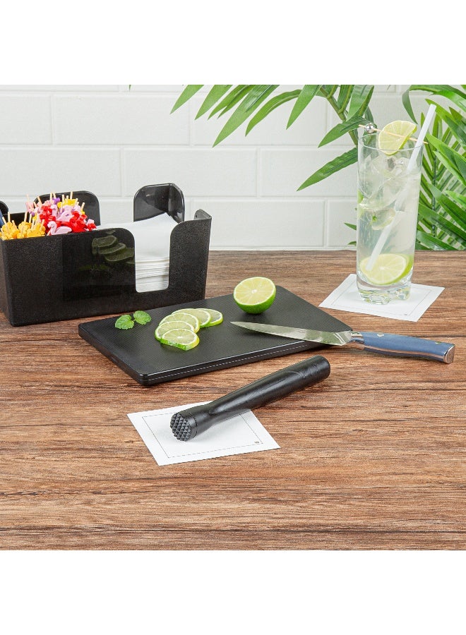 Restaurantware Bar Lux 8.3 x 1 x 1 Inch Cocktail Muddler, 1 Tenderizer Bartender Muddler - Netted Head, Durable, Black Plastic Muddler For Drinks, For Mashing Or Mixing, For Cocktails - Image 3