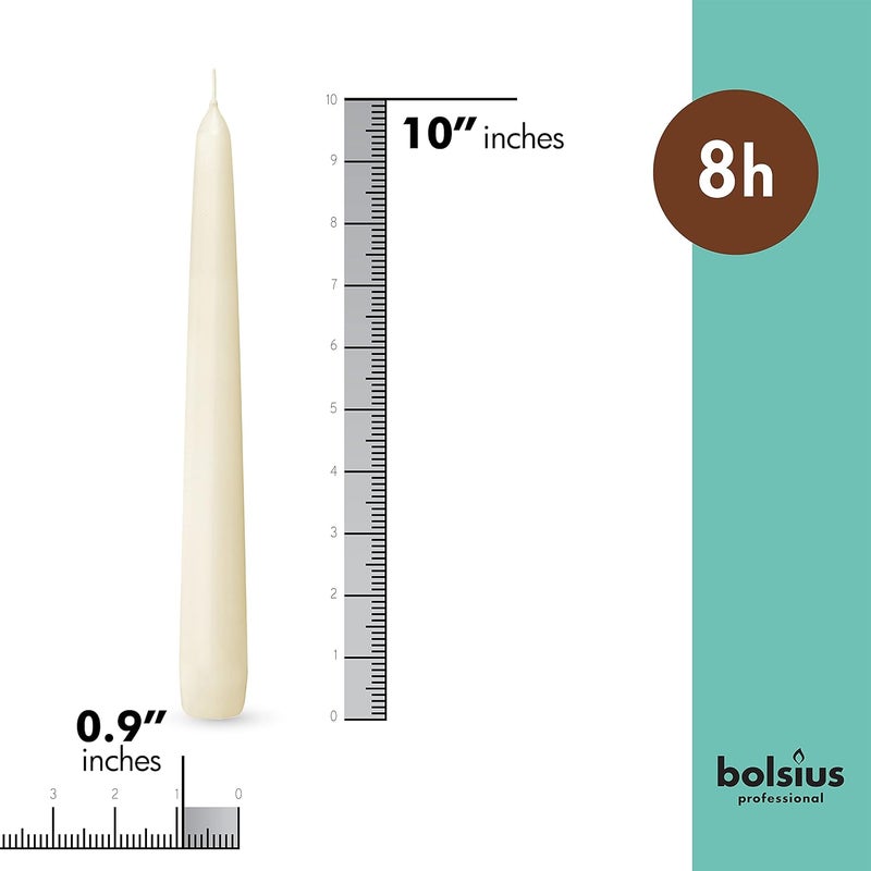 BOLSIUS 30 Count Household Ivory Taper Candles 10 Inches Premium European Quality 8 Burn Hours Bulk Pack Unscented Dripless and Smokeless Home Dcor Restaurant Wedding Party Candlesticks - Image 2