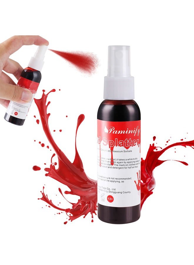 Paminify 2.1oz Fake Blood Spray, Blood Splatter, Halloween Liquid Blood for Clothes, Zombie, Vampire and Monster SFX Makeup & Theater,Dark - Image 1