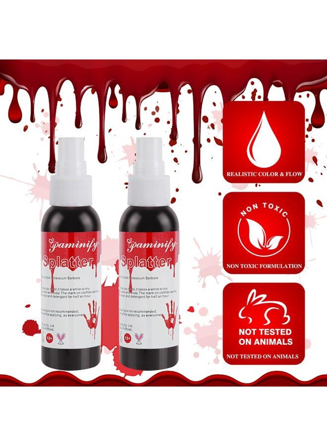 Paminify 2.1oz Fake Blood Spray, Blood Splatter, Halloween Liquid Blood for Clothes, Zombie, Vampire and Monster SFX Makeup & Theater,Dark - Image 3