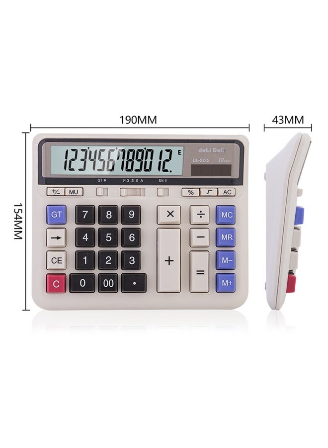 Deli Dual Power Computer Keyboard Calculator, 12-digit Large Screen Horizontal Calculator, Financial/banking Calculation, Office Stationery Supplies, Silent 2135, New And Old Mixed Delivery - Image 2