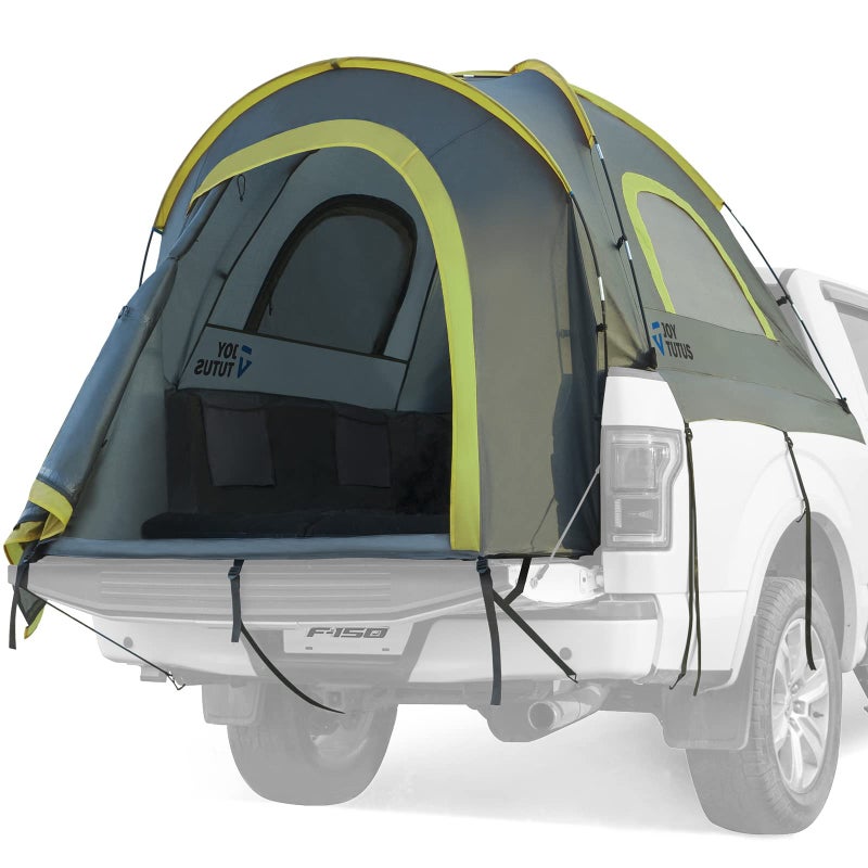JOYTUTUS Pickup Truck Tent 2.0, Waterproof PU2000mm Double Layer for 2 Person, Portable Truck Bed Tent with Rainfly, 5.5'-5.8' Camping Preferred - Green - Image 4