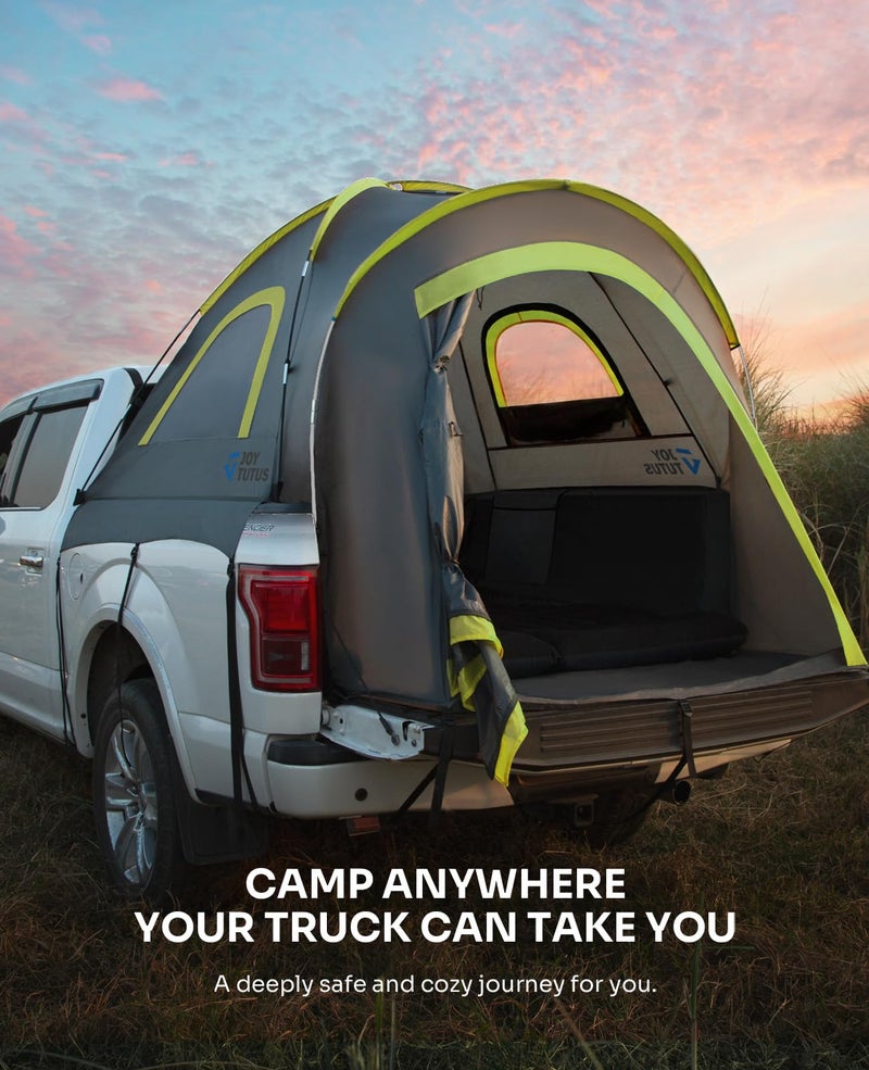 JOYTUTUS Pickup Truck Tent 2.0, Waterproof PU2000mm Double Layer for 2 Person, Portable Truck Bed Tent with Rainfly, 5.5'-5.8' Camping Preferred - Green - Image 2