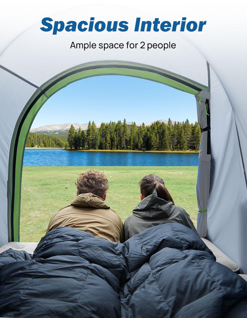 JOYTUTUS Pickup Truck Tent 2.0, Waterproof PU2000mm Double Layer for 2 Person, Portable Truck Bed Tent with Rainfly, 5.5'-5.8' Camping Preferred - Green - Image 3