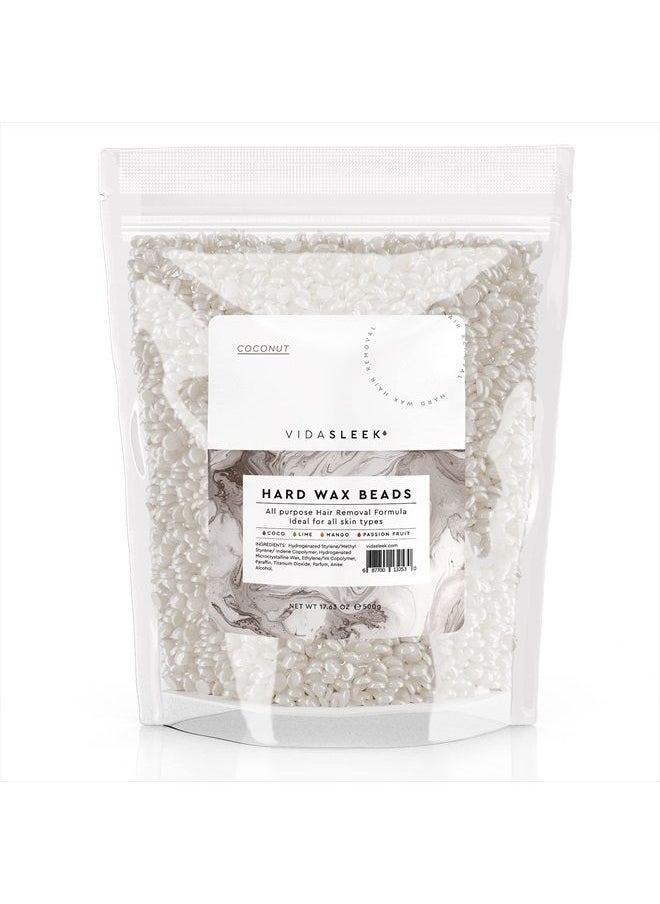 VidaSleek Hard Wax Beads - All Purpose Hair Removal Wax - No Strips Needed - Coconut Scent - 17.63 oz  - Image 1