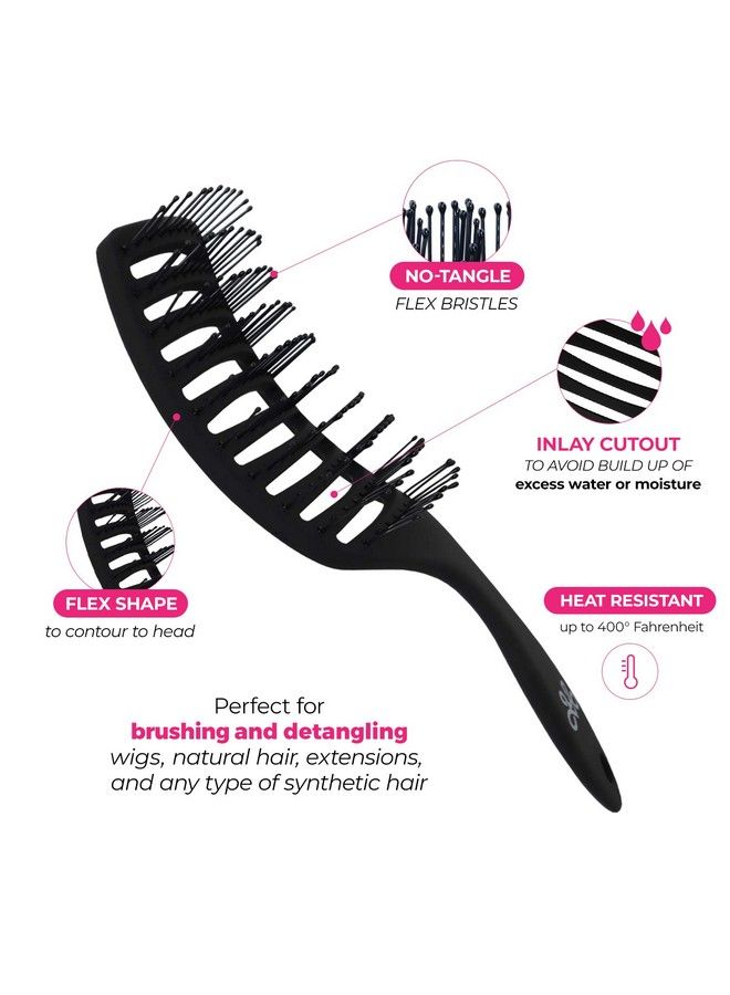 MILANO COLLECTION Women’S Gentle Notangle Wet & Dry Speed Styling Wide Bristle Wig Brush For Human Hair Wigs Synthetic Wigs & All Types Of Human Hair (Regular) - Image 4