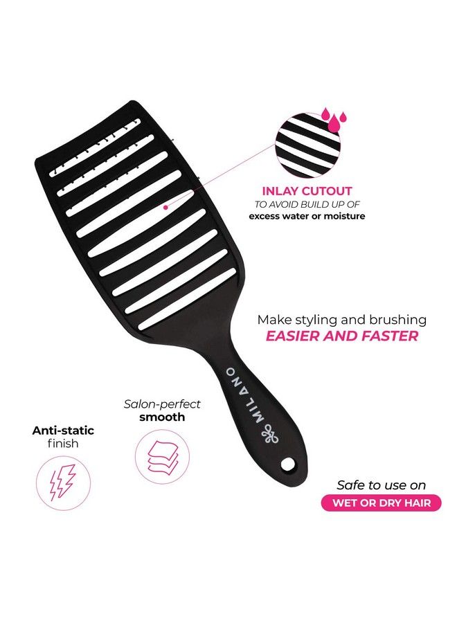 MILANO COLLECTION Women’S Gentle Notangle Wet & Dry Speed Styling Wide Bristle Wig Brush For Human Hair Wigs Synthetic Wigs & All Types Of Human Hair (Regular) - Image 5