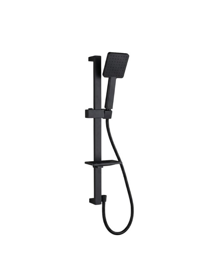 Kana Matte Black Square Handheld Shower Set with Adjustable Sliding Rail & Integrated Soap Dish – Premium Stainless Steel Hose (150cm) - Image 1
