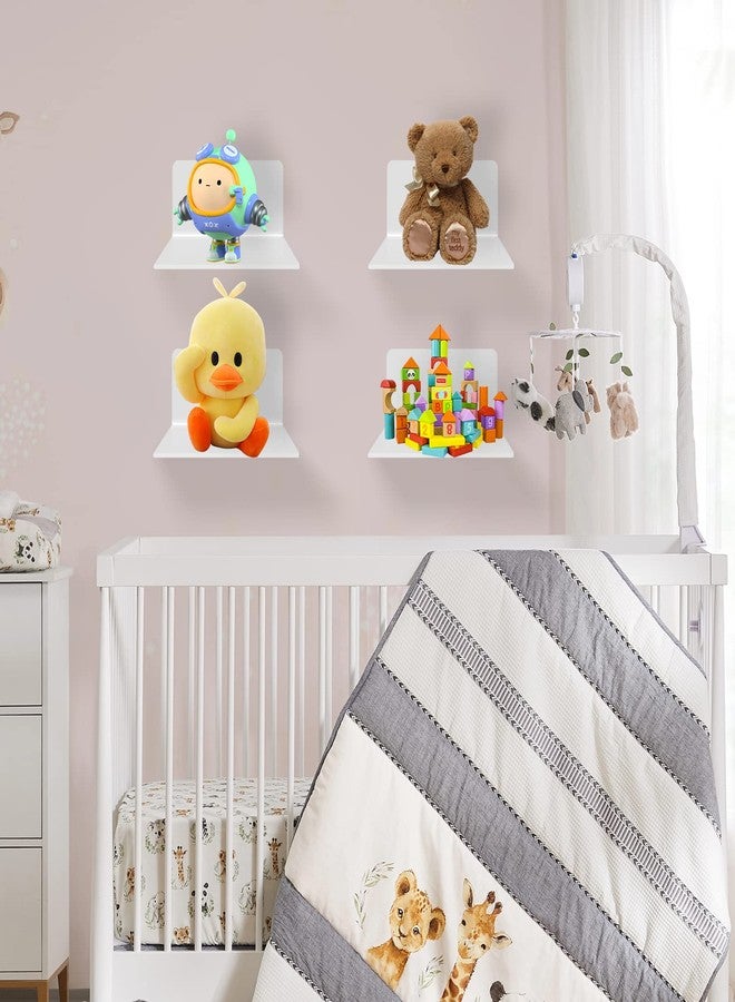Bolidery 4 Pack Small Acrylic Floating Shelves, 4'' Acrylic Wall Shelves Display Ledges for Storage & Decoration, Mini Shelves for Wall with 2 Types of Installation (Adhesive or Screw) - Image 3