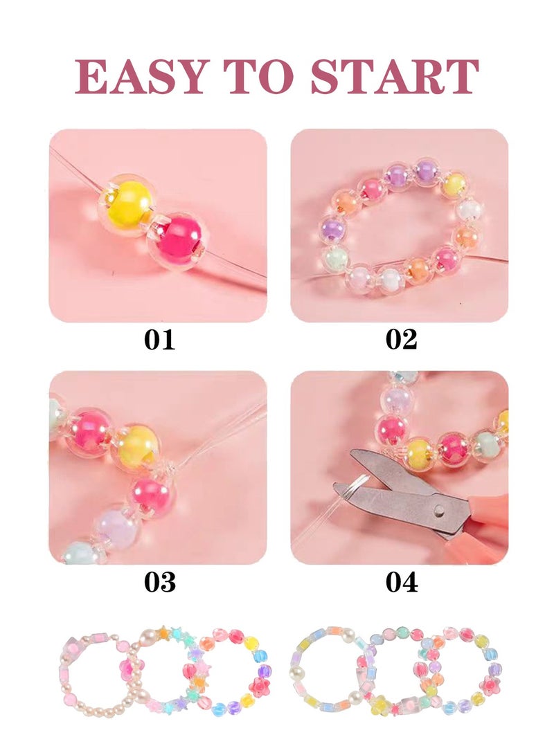 Meishida 220+ Jewelry Making Kit Gifts for Kids,Pink Crown Handbag Bead Box for Bracelet Making Crown Kit for Girls,6-Year-Old Girl Birthday Gift,Jewelry Crafts for Kids Ages 3+  - Image 3