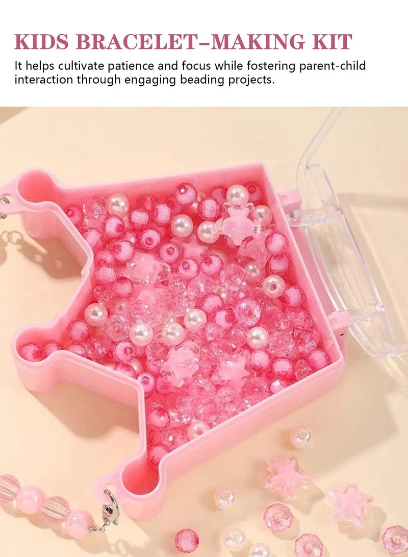 Meishida 220+ Jewelry Making Kit Gifts for Kids,Pink Crown Handbag Bead Box for Bracelet Making Crown Kit for Girls,6-Year-Old Girl Birthday Gift,Jewelry Crafts for Kids Ages 3+  - Image 4