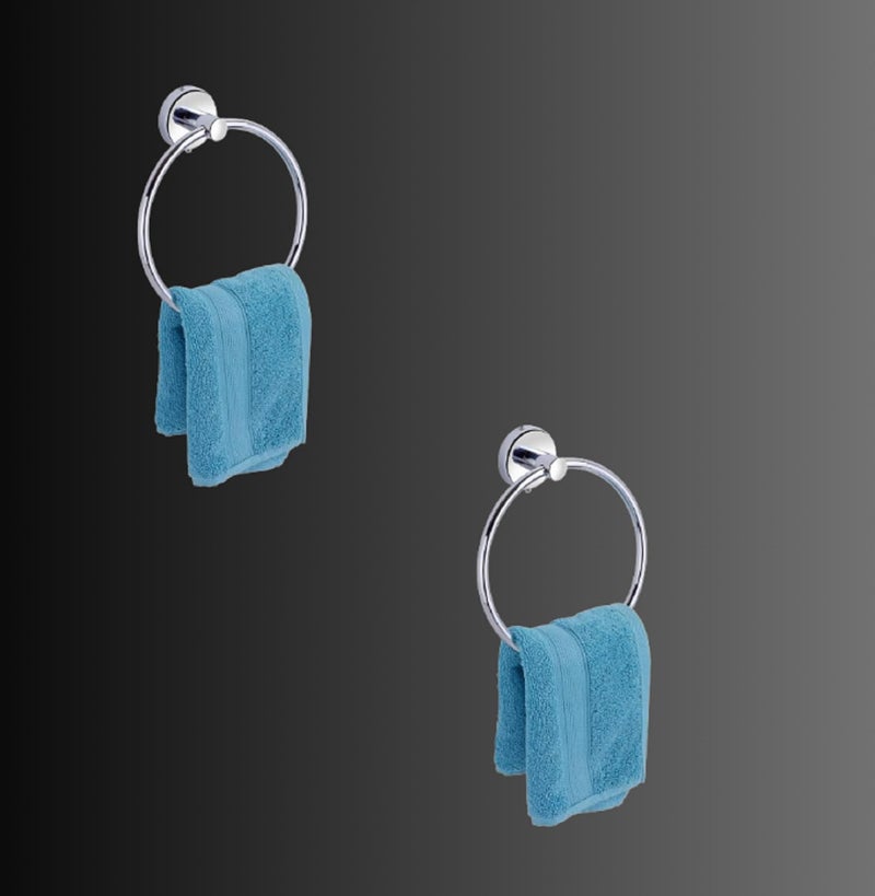 JAGGER JAG222 Round Towel Rings/Towel Holder/Hand Towel Stand/Cloth Hanger/Napkin Holder/Cloth Stand/Towel Holder for Bathroom/Kitchen/Washbasin (Chrome Finish, Pack of - 2) - Image 1