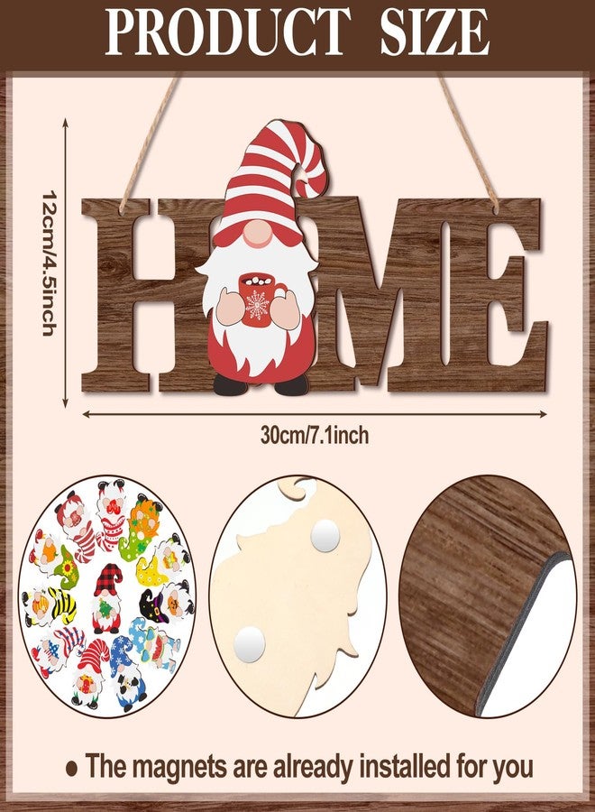 Yookeer مجموعة يوكير المكونة من 13 قطعة من لافتات الأقزام الخشبية ثلاثية الأبعاد القابلة للتبديل، ديكور باب موسمي لعيد الميلاد والشتاء، ديكور منزلي ريفي، ديكور حائط للعطلات، هدية (بني داكن) - Image 2