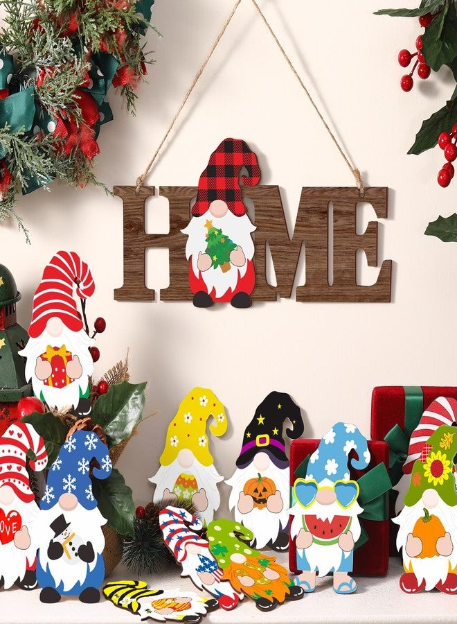 Yookeer مجموعة يوكير المكونة من 13 قطعة من لافتات الأقزام الخشبية ثلاثية الأبعاد القابلة للتبديل، ديكور باب موسمي لعيد الميلاد والشتاء، ديكور منزلي ريفي، ديكور حائط للعطلات، هدية (بني داكن) - Image 5