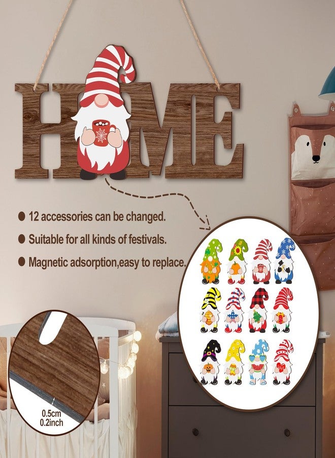 Yookeer مجموعة يوكير المكونة من 13 قطعة من لافتات الأقزام الخشبية ثلاثية الأبعاد القابلة للتبديل، ديكور باب موسمي لعيد الميلاد والشتاء، ديكور منزلي ريفي، ديكور حائط للعطلات، هدية (بني داكن) - Image 3