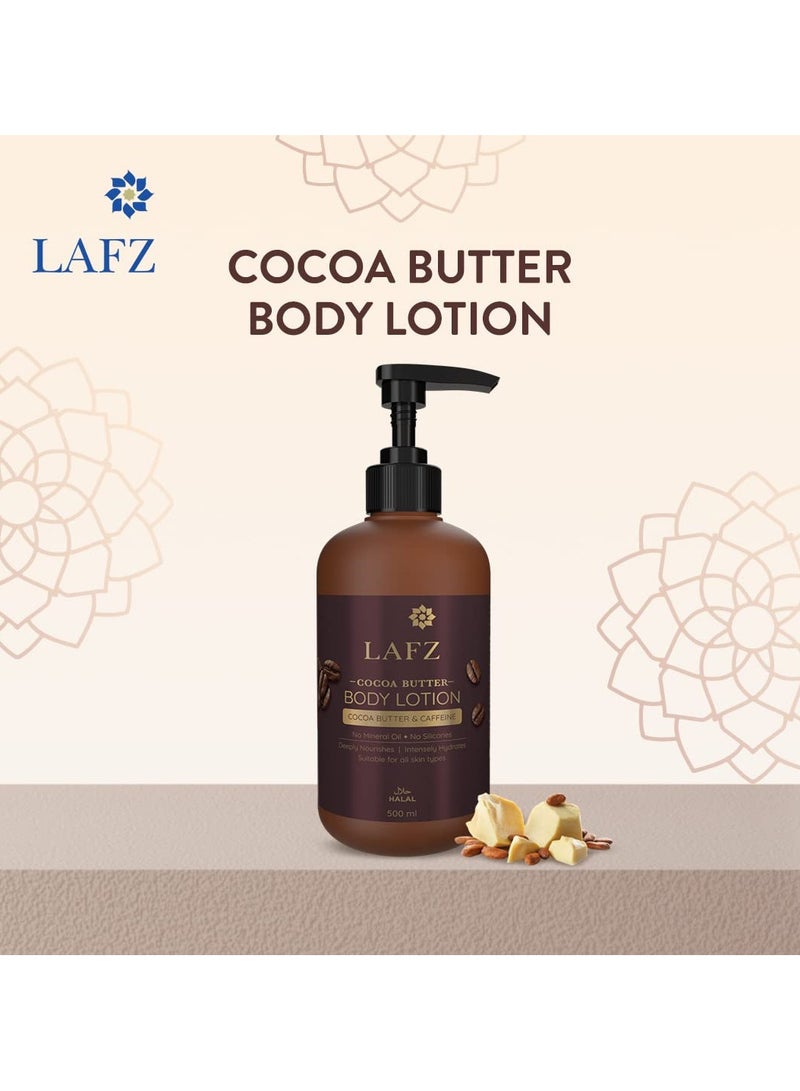 LAFZ Cocoa Butter Moisturizing Body Lotion | With Caffeine | Non-Sticky Lotion For Deep Hydration & Nourishment | All Season Body Lotion - 500 ml - Image 2