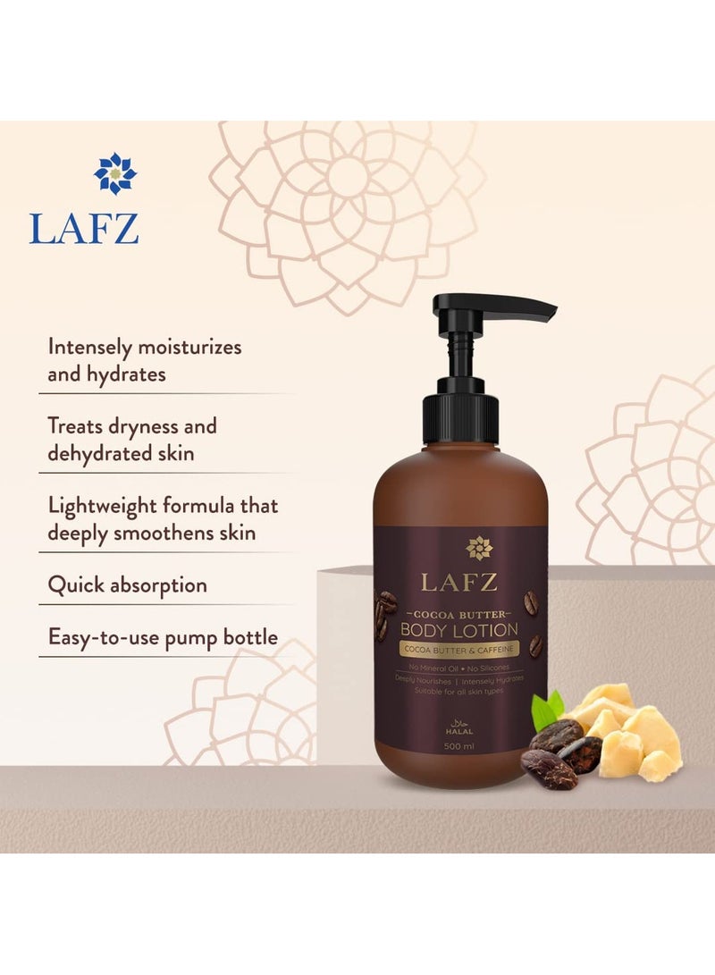 LAFZ Cocoa Butter Moisturizing Body Lotion | With Caffeine | Non-Sticky Lotion For Deep Hydration & Nourishment | All Season Body Lotion - 500 ml - Image 3