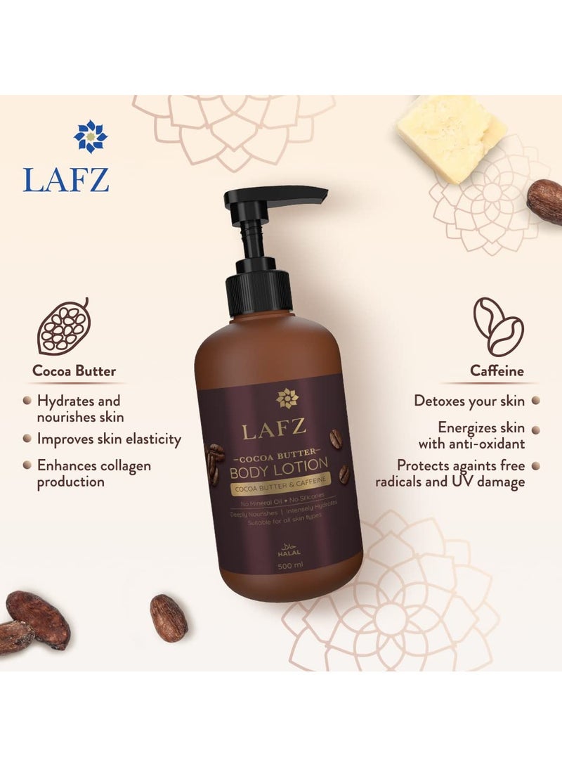 LAFZ Cocoa Butter Moisturizing Body Lotion | With Caffeine | Non-Sticky Lotion For Deep Hydration & Nourishment | All Season Body Lotion - 500 ml - Image 4