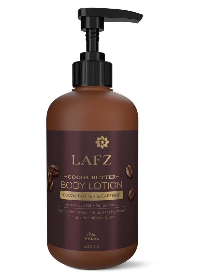 LAFZ Cocoa Butter Moisturizing Body Lotion | With Caffeine | Non-Sticky Lotion For Deep Hydration & Nourishment | All Season Body Lotion - 500 ml - Image 1