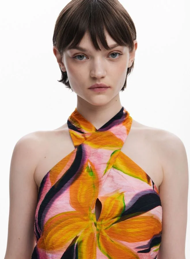 Desigual Multicolor Crossed Flowers T-Shirt for Women | Best Price UAE