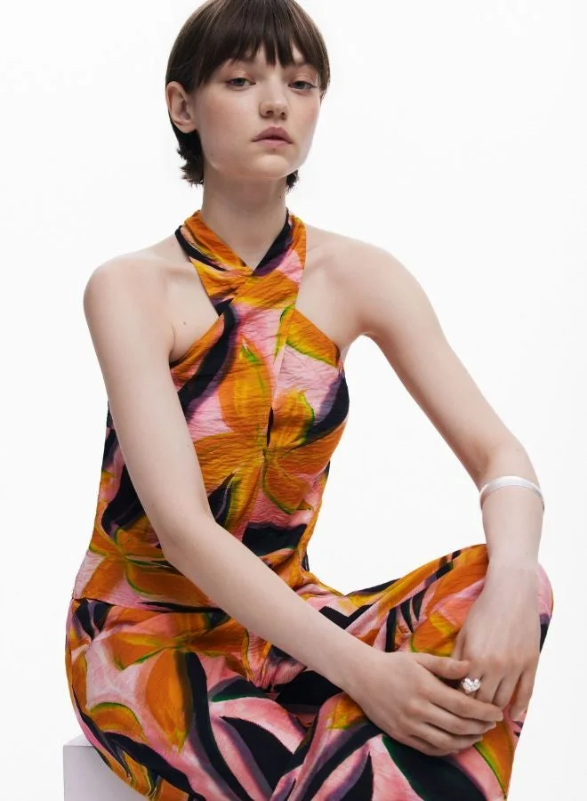 Desigual Multicolor Crossed Flowers T-Shirt for Women | Best Price UAE