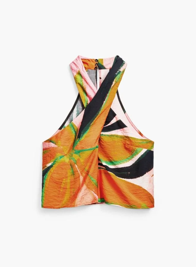 Desigual Multicolor Crossed Flowers T-Shirt for Women | Best Price UAE