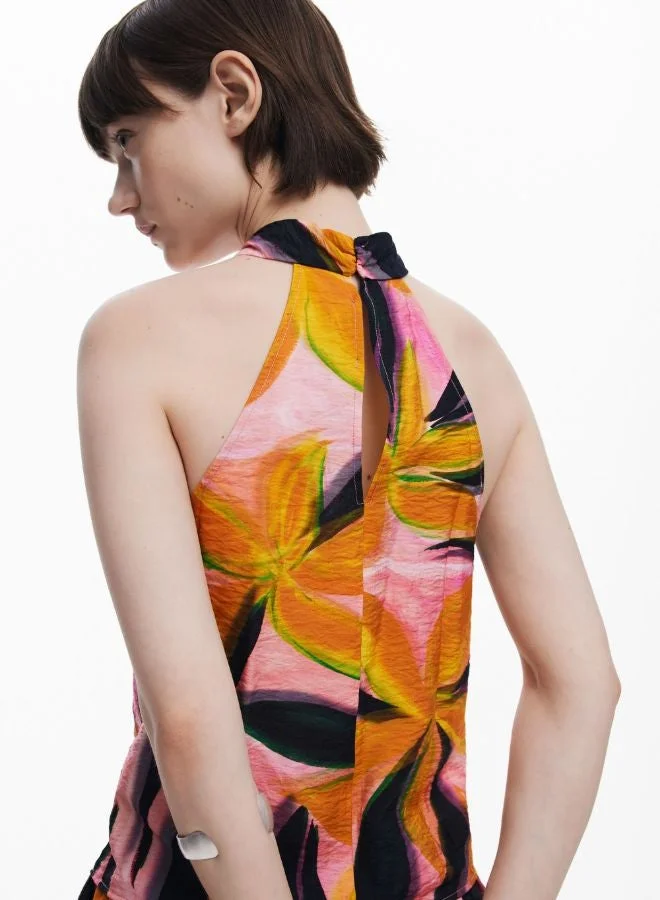 Desigual Multicolor Crossed Flowers T-Shirt for Women | Best Price UAE