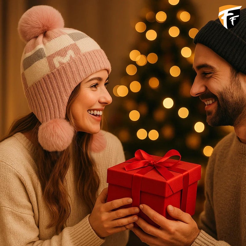 FF Premium Thermal Winter Beanie Cap for Women Warm Woollen Fleece Lined Winter Cap Soft Knitted Thermal Hat for Cold Weather Outdoor Use - Free Size - Image 5