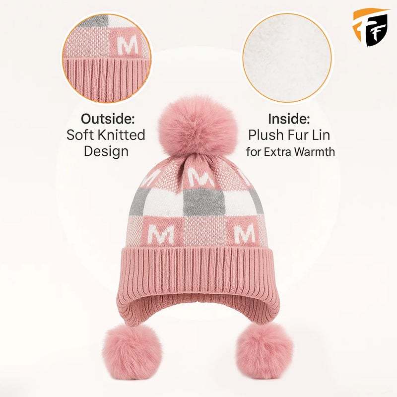 FF Premium Thermal Winter Beanie Cap for Women Warm Woollen Fleece Lined Winter Cap Soft Knitted Thermal Hat for Cold Weather Outdoor Use - Free Size - Image 3
