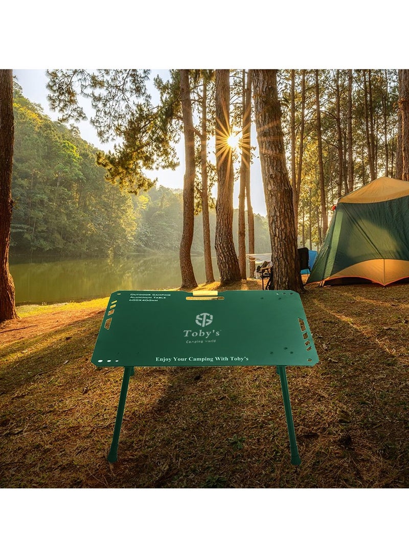 Toby's Tobyâ€™S Green Lightweight Folding Aluminum Camping Table With 2 Heavy-Duty Steel Frame Outdoor Folding Chairs  Portable Camping Set - Image 3