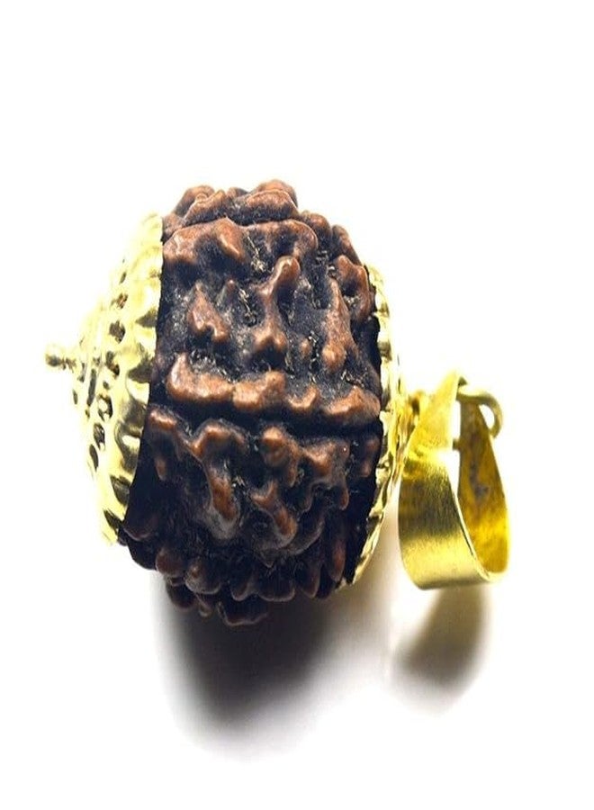 DEVAMA THE DIVINE 5 Mukhi Rudraksha Pendant, Round Gold Plated Locket, Traditional Religious Jewellery - Image 2