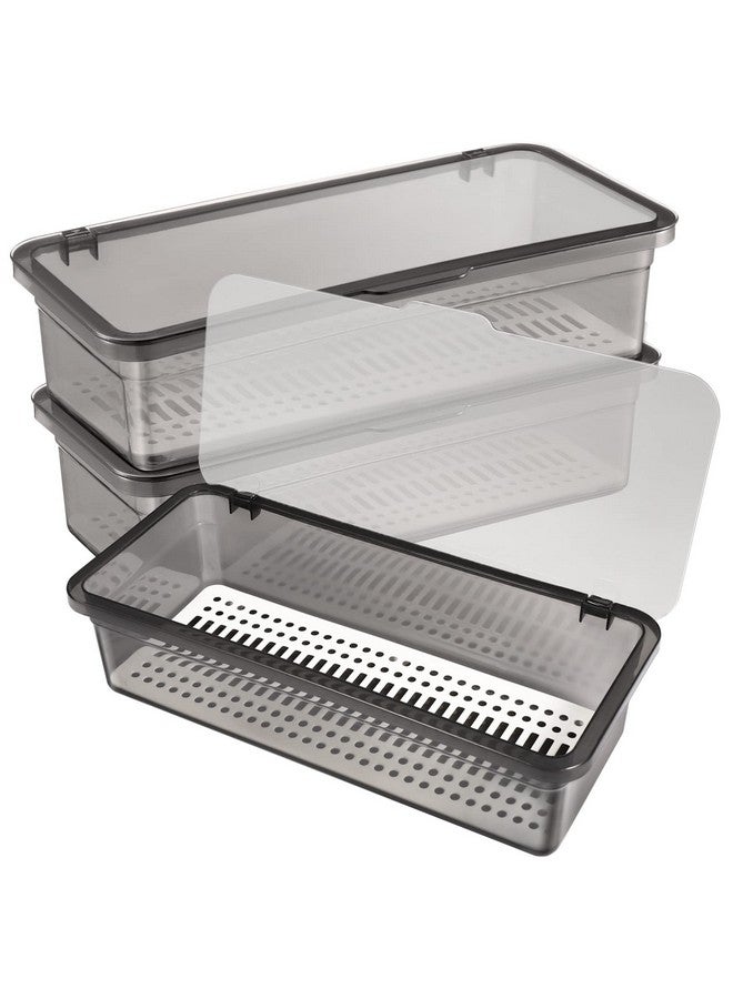 Cabilock 3Pcs Flatware Plastic Tray With Lid Kitchen Cutlery Drawer Organizer Silverware Countertop Storage Container Tableware Storage Organizer - Image 2