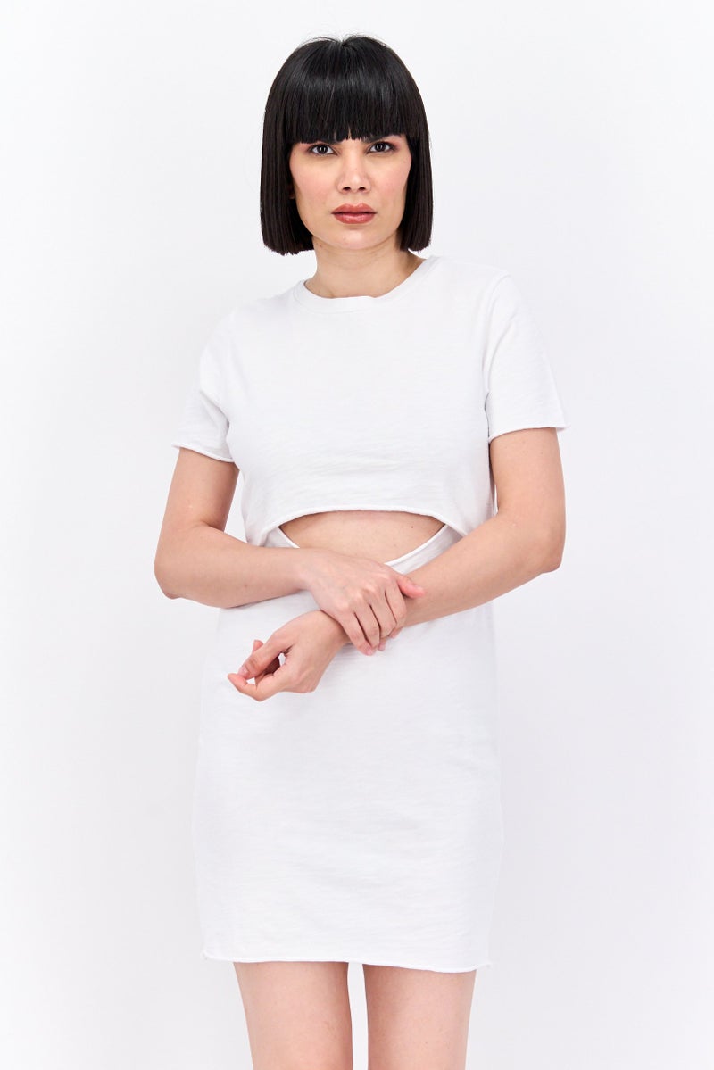 LNA Women Plain Mini Dress, White - Image 1