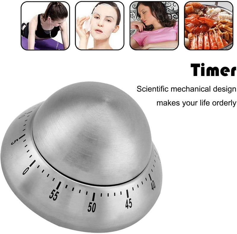 Mockery 60 Minute Kitchen Timer, SAUCHER Shaped Stainless Steel, Loud Ring Countdown for Baking Steaming, Manual Portable Mechanical Alarm - Image 5