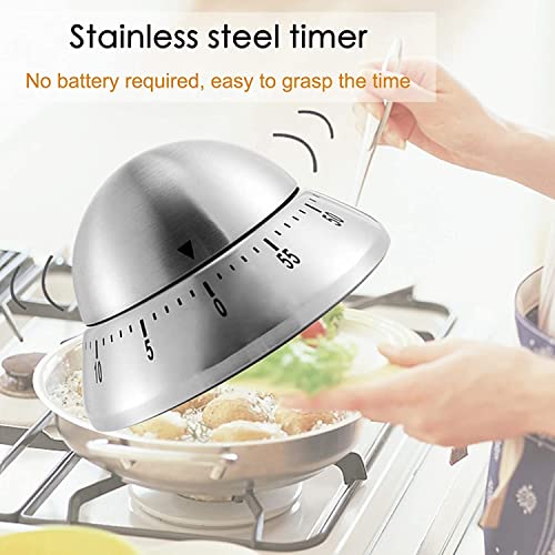 Mockery 60 Minute Kitchen Timer, SAUCHER Shaped Stainless Steel, Loud Ring Countdown for Baking Steaming, Manual Portable Mechanical Alarm - Image 4