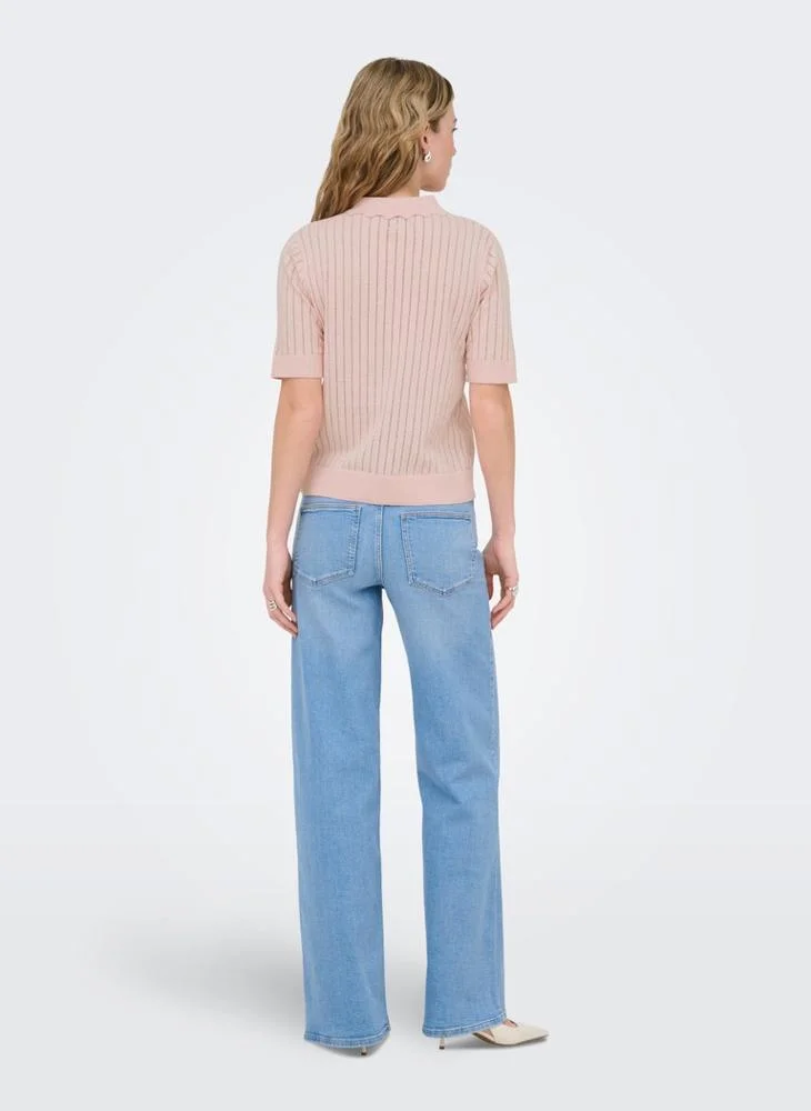 اونلي Kniitted Buttoned Polo Cardigan
